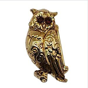 Max Factor Owl Brooch / Pin - Vintage 1970's - Very Rare - Solid Perfume Locket